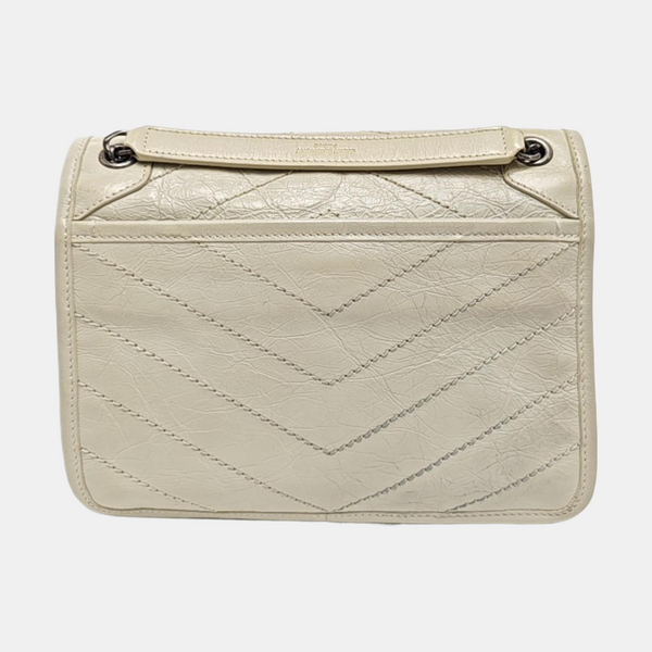 NIKI Small Chevron Calfskin White