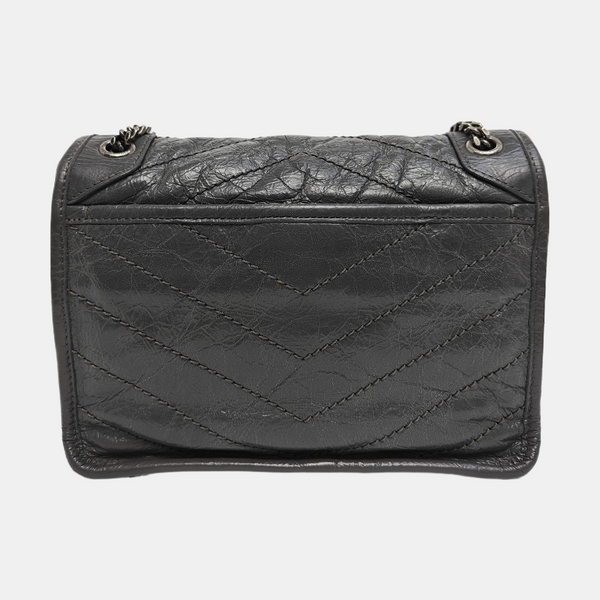 NIKI Small Chevron Calfskin Gray