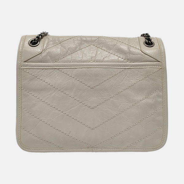 NIKI Small Chevron Calfskin White