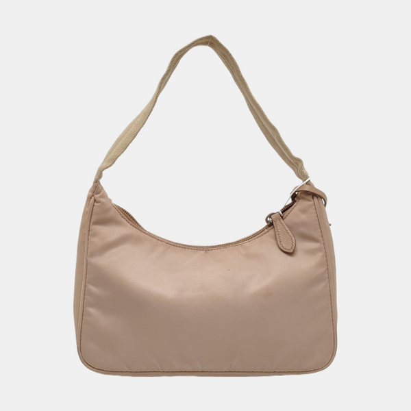 Authenticated pre-owned Re-Edition2000 Mini Nylon Beige - Top Handle Bag at Looply
