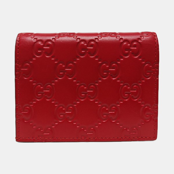Signature Monogram Calfskin Red Card Holder