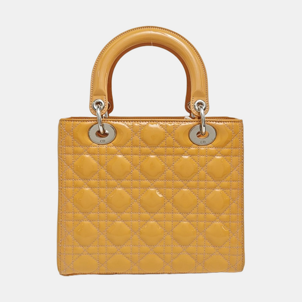 Lady Dior Medium Cannage Patent Leather Yellow