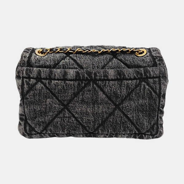 Quilted Denim Shoulder Bag Black