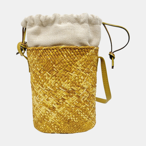 Straw Bucket Bag Yellow