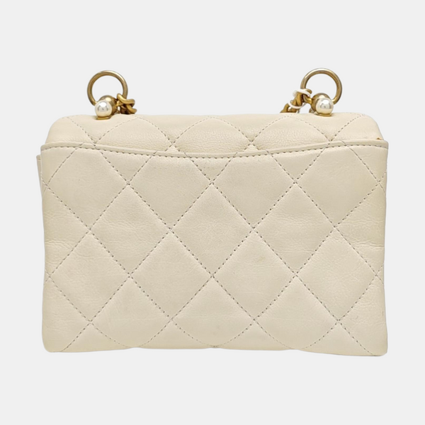 Quilted Calfskin Shoulder Bag White