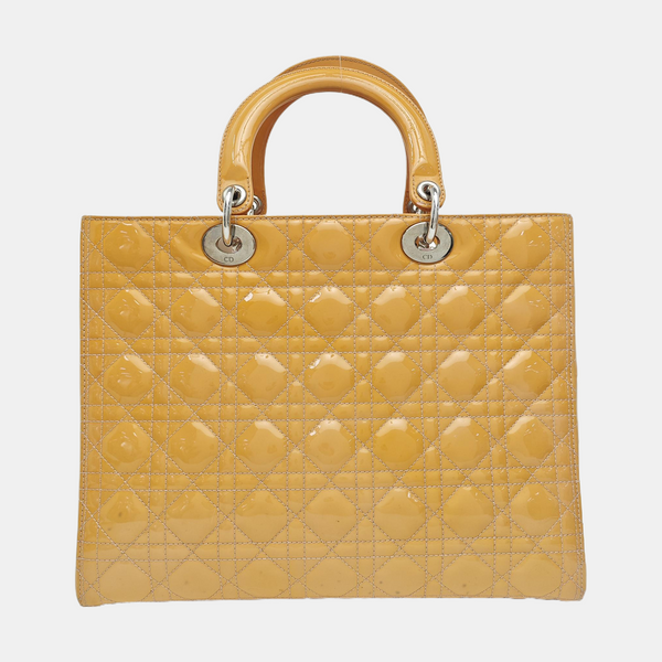 Lady Dior Large Cannage Patent Lambskin Yellow