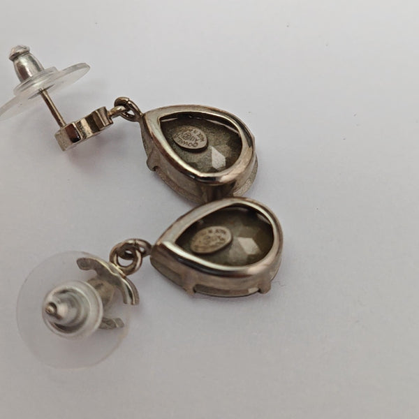 CC Logo Metal White Earrings