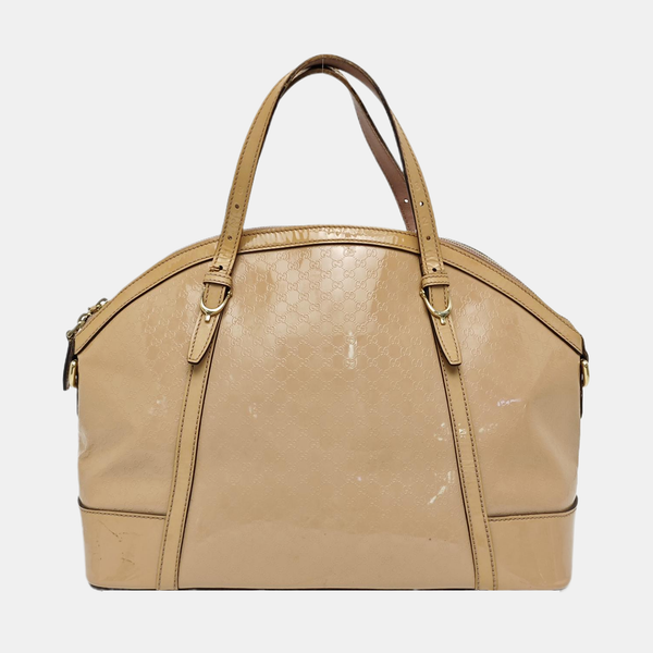 Monogram Patent Leather Shoulder Bag Beige
