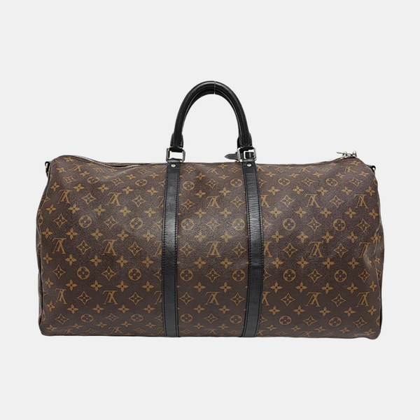 KEEPALL 55 Monogram Coated Canvas Brown