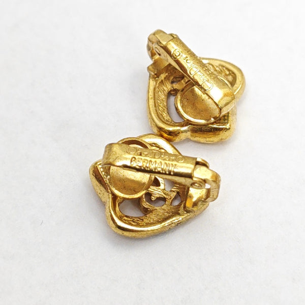 Twist Round Metal Gold Clip On Earrings