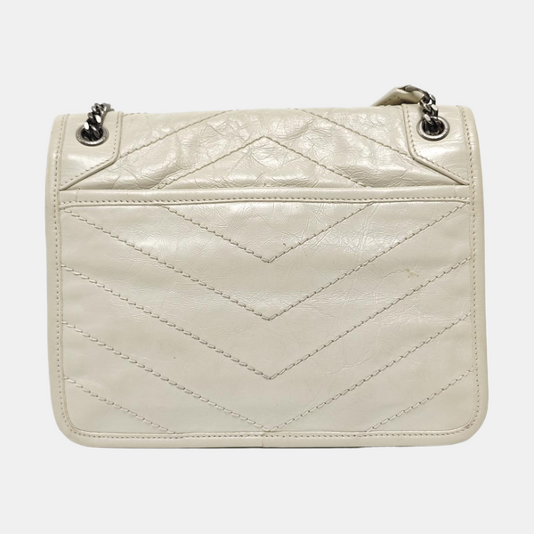 NIKI Small Chevron Calfskin White