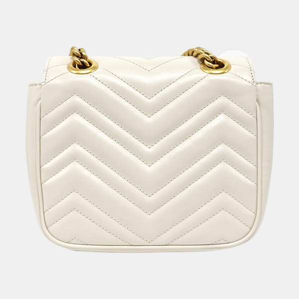 GG Marmont Mini Quilted Calfskin White