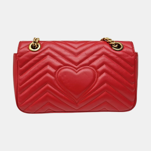 GG Marmont Medium Quilted Calfskin Red