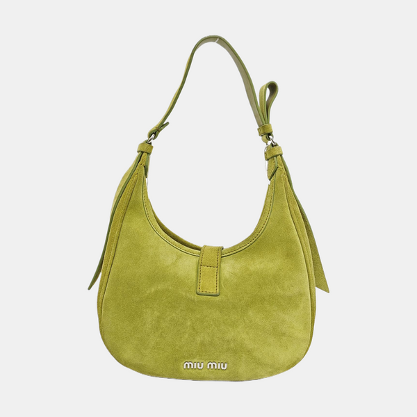 Suede Top Handle Bag Green