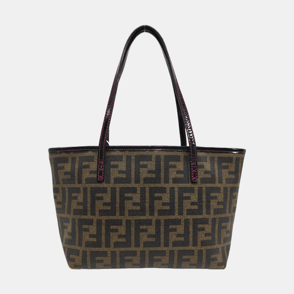 Coated Canvas Top Handle Bag Brown