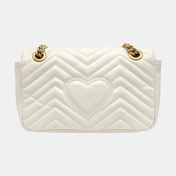 GG Marmont Medium Quilted Calfskin White