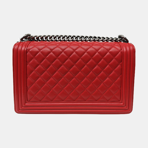 BOY CHANEL Large Quilted Calfskin Red