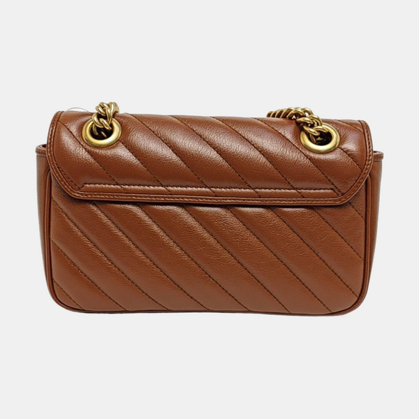 GG Marmont Small Quilted Calfskin Brown
