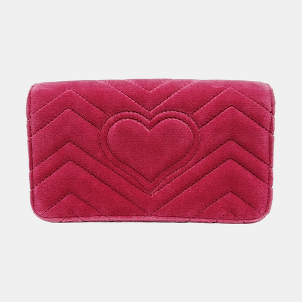 GG Marmont Super Mini Quilted Velvet Pink