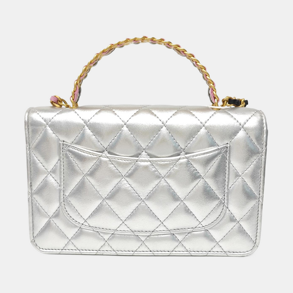 WOC Quilted Lambskin Silver