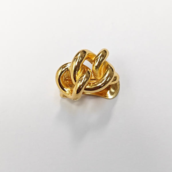 Twist Round Metal Gold Clip On Earrings