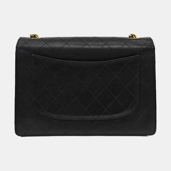 CLASSIC FLAP Jumbo Quilted Grained Calfskin Black
