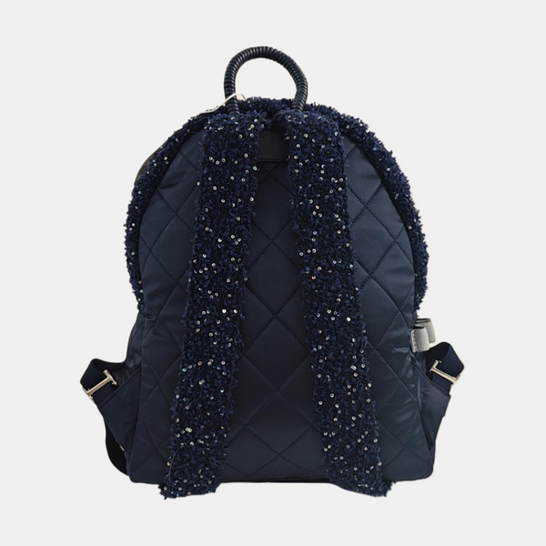 Quilted Nylon Backpack Blue