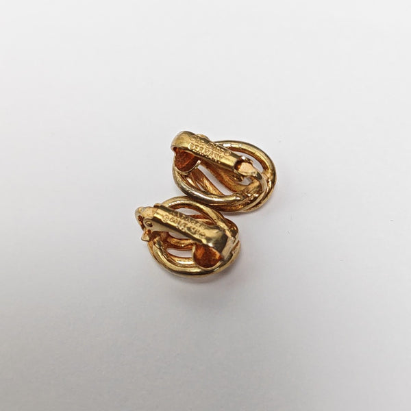 Twist Round Metal Gold Clip On Earrings