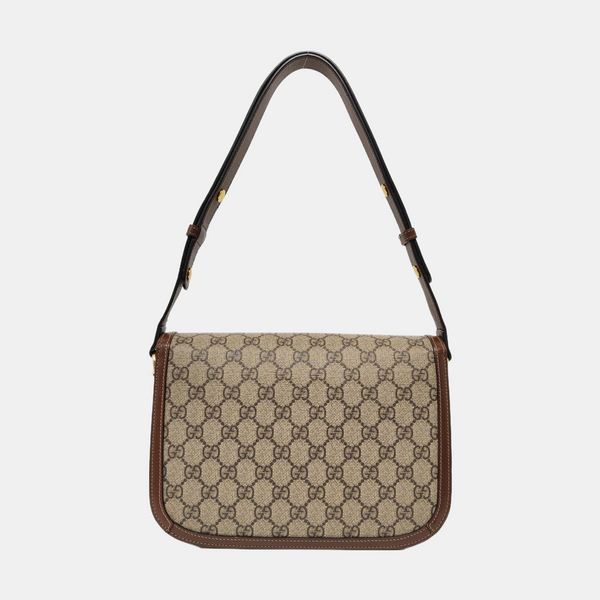 Horsebit 1955 Medium Monogram Coated Canvas Beige