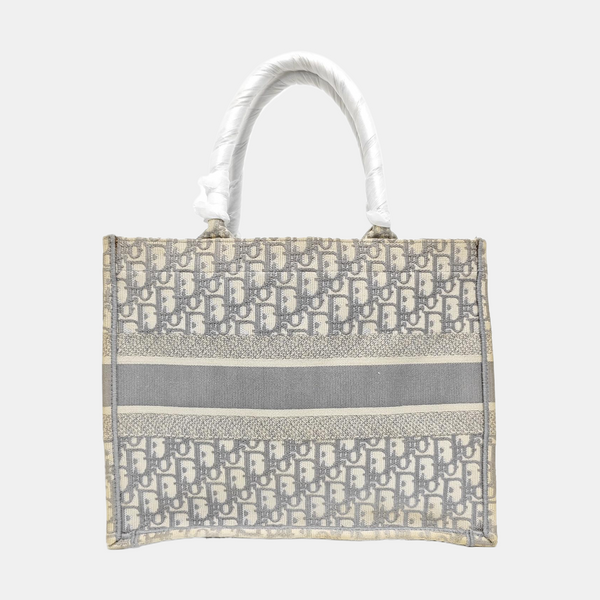 Book Tote Medium Oblique Canvas White