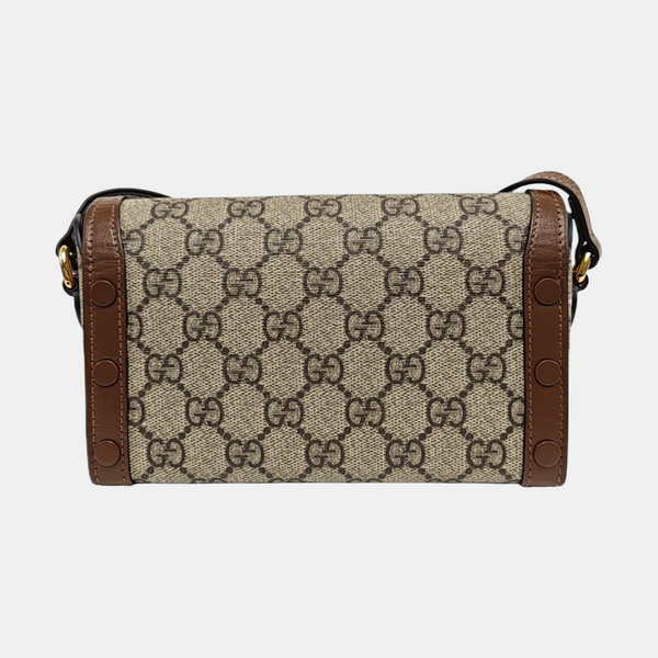Authenticated pre-owned Horsebit 1955 Mini Monogram Coated Canvas Beige - Shoulder Bag at Looply