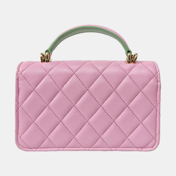 Quilted Lambskin Shoulder Bag Pink