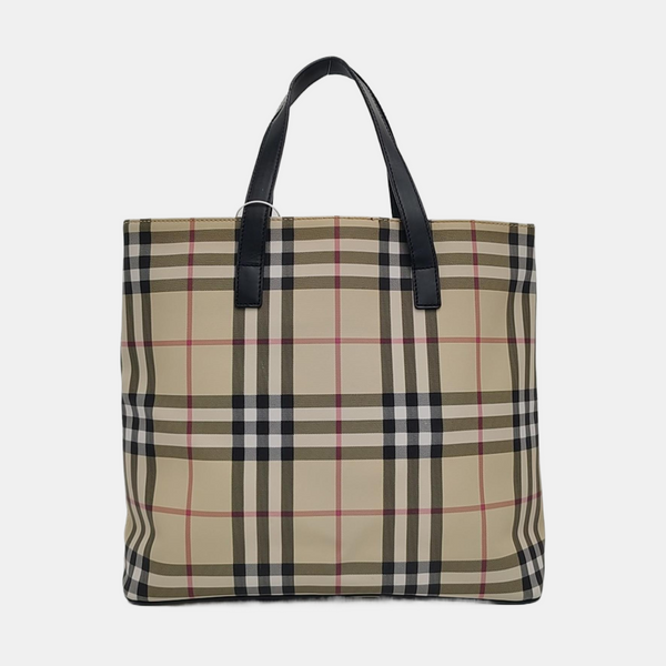 Coated Canvas Top Handle Bag Beige