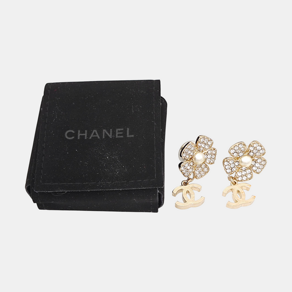 CC Logo Metal Gold Stud Earrings