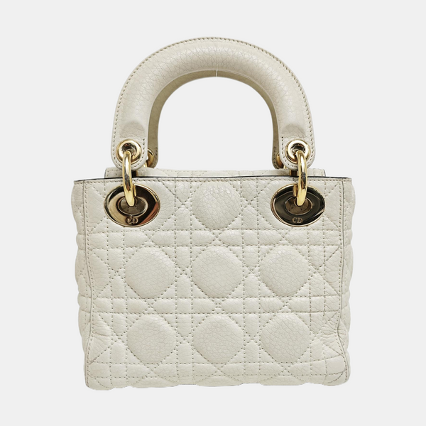 Lady Dior Mini Piel de Cordero Blanca