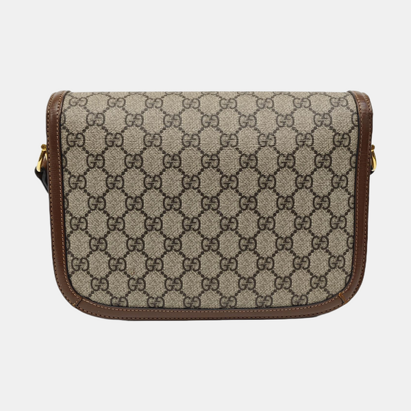 Horsebit 1955 Medium Monogram Coated Canvas Beige