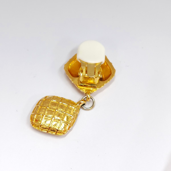 CC Logo Metal Gold Clip On Earrings