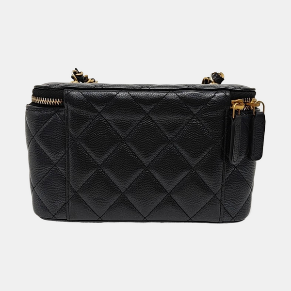 VANITY CASE Small Quilted Grained Calfskin Black