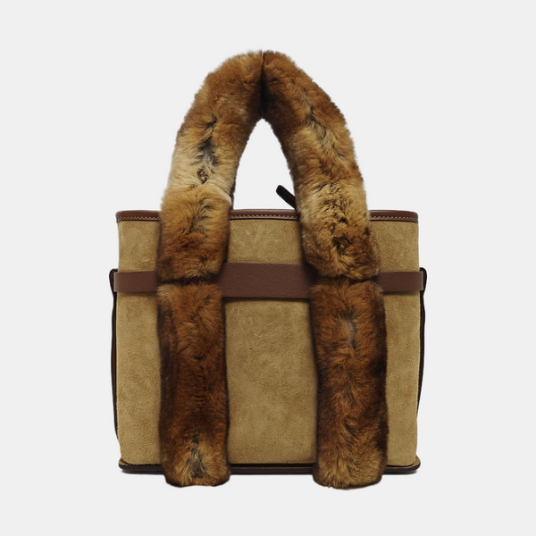 Suede Top Handle Bag Brown