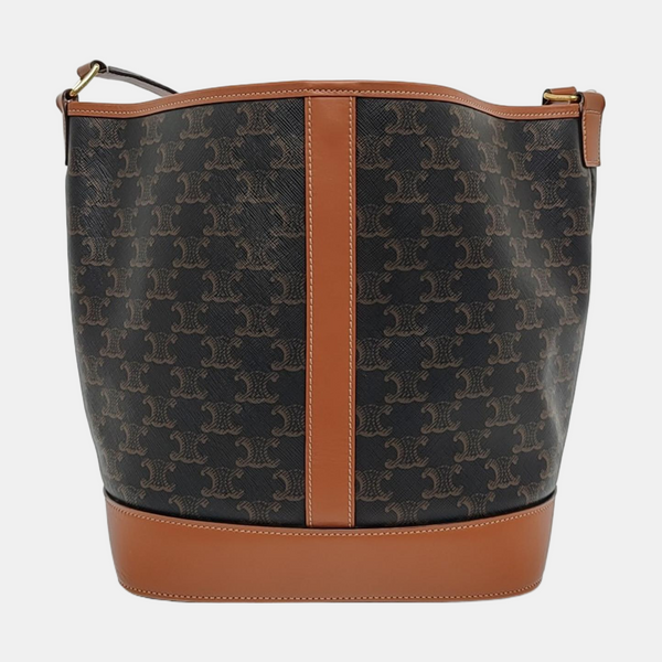 Authenticated pre-owned TRIOMPHE CANVAS Medium Coated Canvas Brown - Bucket Bag at Looply
