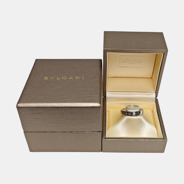 B.ZERO1 18k White Gold Silver Ring EU 60