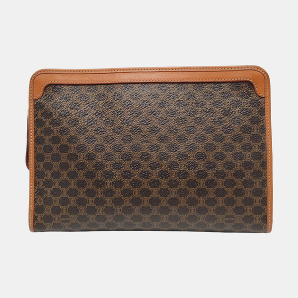 Authenticated pre-owned MACADAM CLUTCHE Coated Canvas Brown - Clutch at Looply