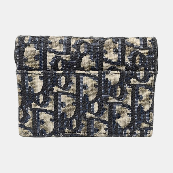 Saddle Mini Oblique Canvas Blue Wallet