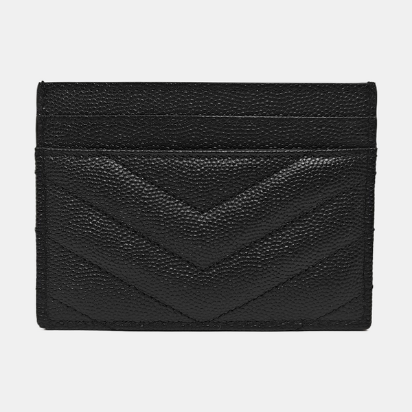 MONOGRAM Chevron Calfskin Black Card Holder