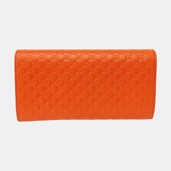 Microguccissima Monogram Calfskin Orange Wallet