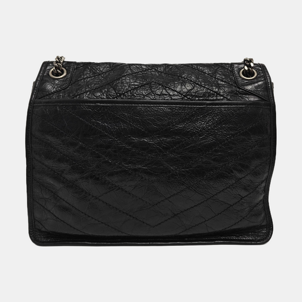 NIKI Large Chevron Calfskin Black