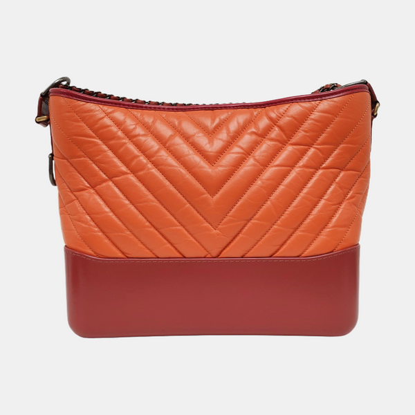 GABRIELLE Medium Chevron Calfskin Orange