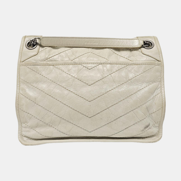 NIKI Medium Chevron Calfskin White