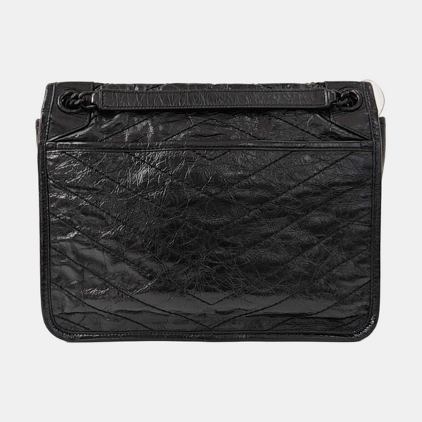NIKI Medium Chevron Calfskin Black