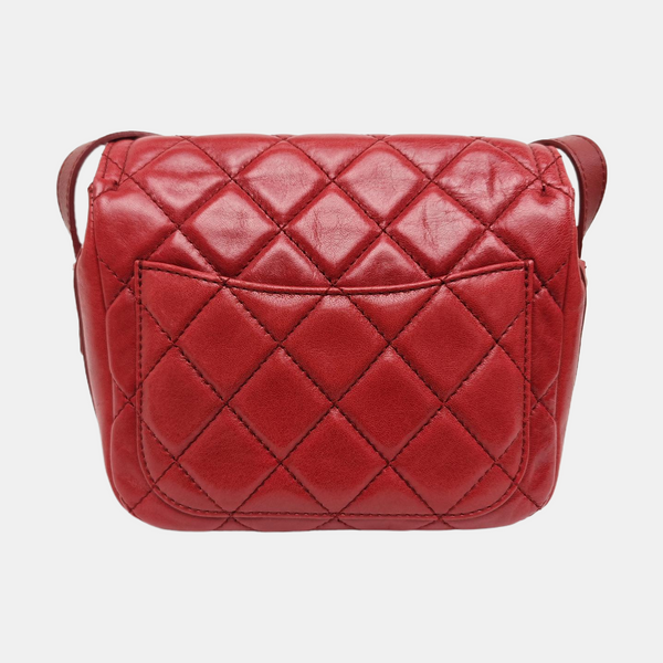 Quilted Calfskin Shoulder Bag Red